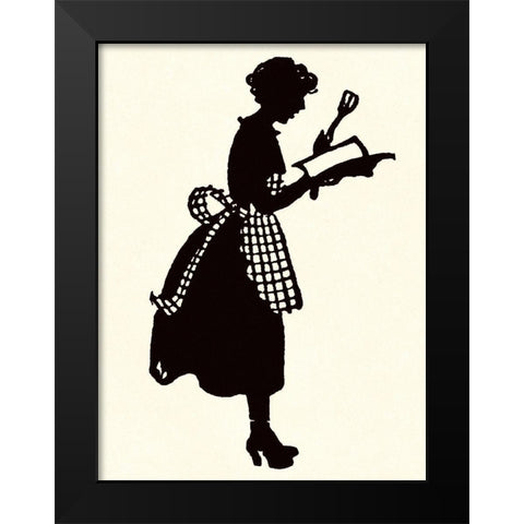 Homemaker Reads a Recipe Book Black Modern Wood Framed Art Print by Parrish, Maxfield