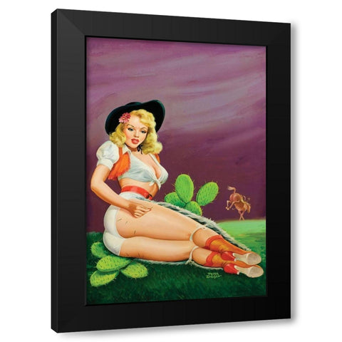 Flirt Magazine: Fallin on the Cactus Black Modern Wood Framed Art Print by Driben, Peter