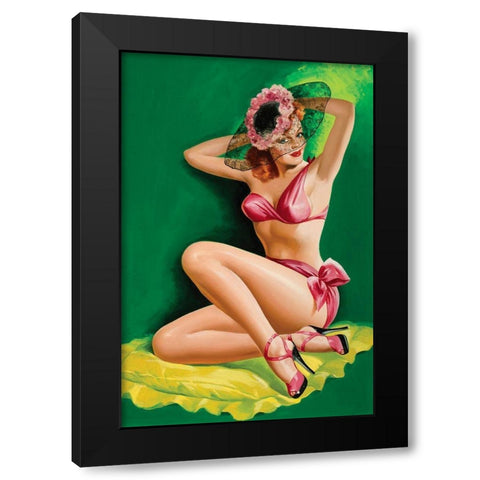 Flirt Magazine: Pinup with Hat Black Modern Wood Framed Art Print with Double Matting by Driben, Peter