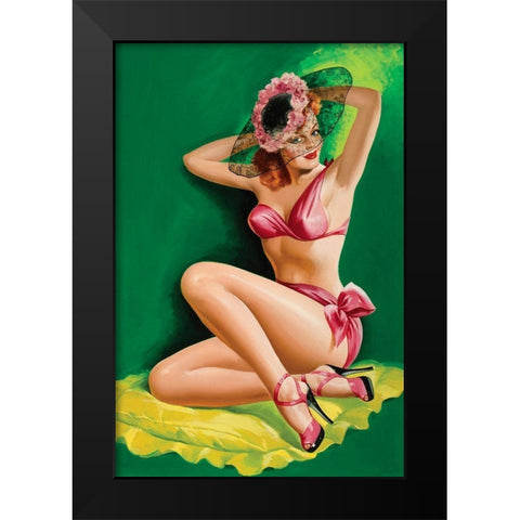 Flirt Magazine: Pinup with Hat Black Modern Wood Framed Art Print by Driben, Peter
