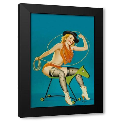 Flirt Magazine: Roping the Horse Black Modern Wood Framed Art Print by Driben, Peter