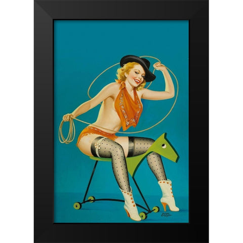 Flirt Magazine: Roping the Horse Black Modern Wood Framed Art Print by Driben, Peter