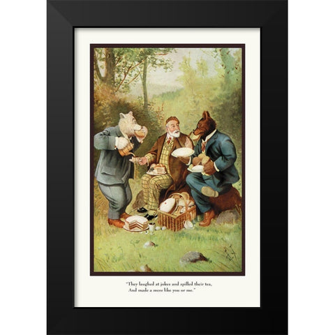 Teddy Roosevelts Bears: Teddy B and Teddy G at a Picnic Black Modern Wood Framed Art Print by Culver, R.K.