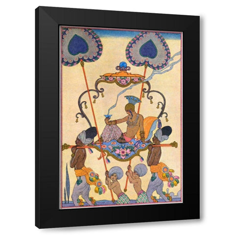 India Black Modern Wood Framed Art Print by Barbier, Georges