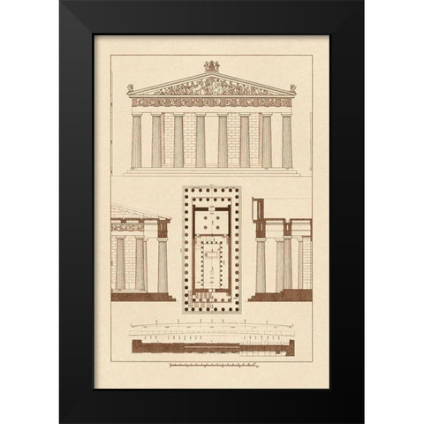 The Parthenon at Athens Black Modern Wood Framed Art Print by Buhlmann, J.