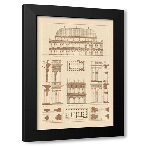 Basilica at Vicenza and Library of St. Marks at Venice Black Modern Wood Framed Art Print with Double Matting by Buhlmann, J.