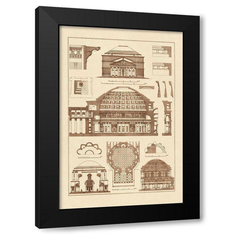 Roman Domical Vaulting Black Modern Wood Framed Art Print by Buhlmann, J.