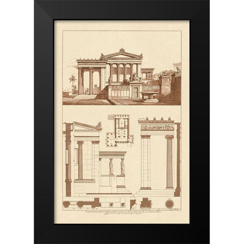 The Erechtheum at Athens Black Modern Wood Framed Art Print by Buhlmann, J.