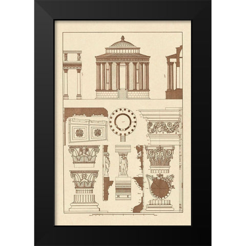 Temple of Vesta at Tivoli, Incantana at Salonichi Black Modern Wood Framed Art Print by Buhlmann, J.