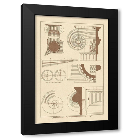 Capitals of the Erechtheum Black Modern Wood Framed Art Print by Buhlmann, J.