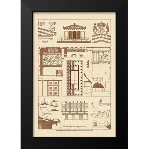 Temples and Roofings Black Modern Wood Framed Art Print by Buhlmann, J.