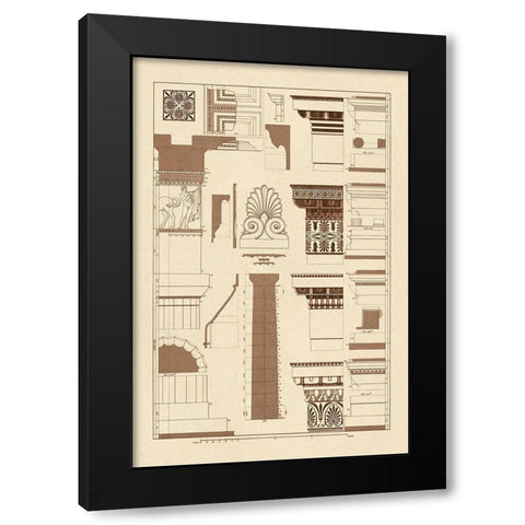 Details of the Parthenon at Athens Black Modern Wood Framed Art Print with Double Matting by Buhlmann, J.