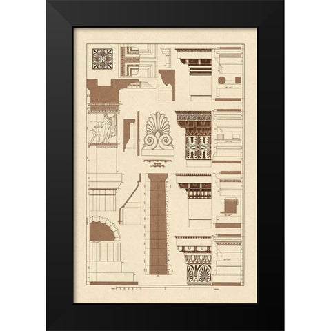 Details of the Parthenon at Athens Black Modern Wood Framed Art Print by Buhlmann, J.