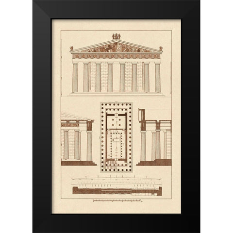 The Parthenon at Athens, Polychrome Black Modern Wood Framed Art Print by Buhlmann, J.