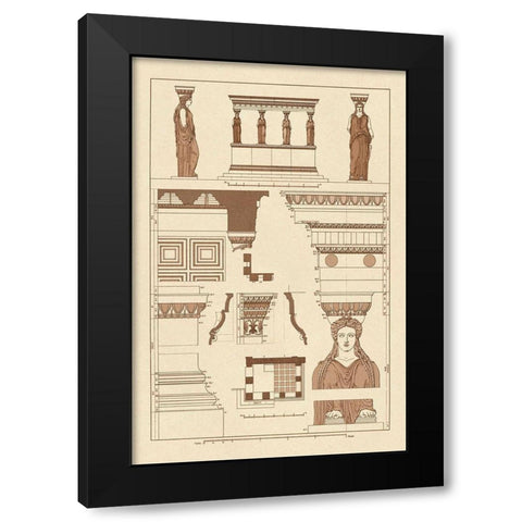 Porch of Caryatids, Polychrome Black Modern Wood Framed Art Print by Buhlmann, J.
