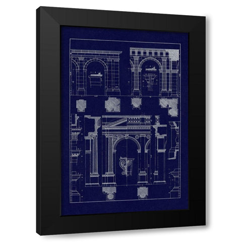 Arcades (Blueprint) Black Modern Wood Framed Art Print with Double Matting by Buhlmann, J.