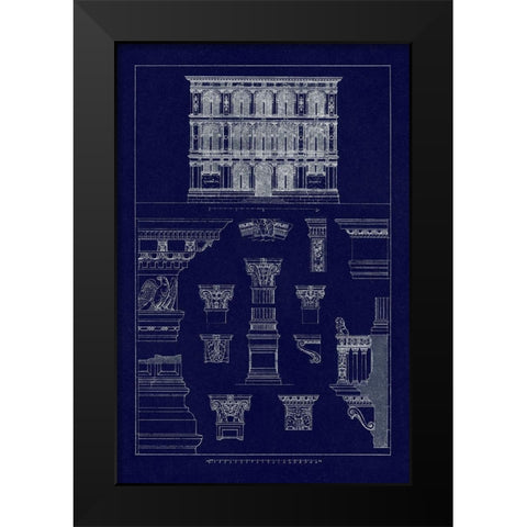 Palazzo Vendramin-Calergi at Venice (Blueprint) Black Modern Wood Framed Art Print by Buhlmann, J.