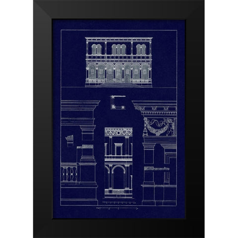 Palazzo del Consiglio at Padua, Villa Farnesia (Blueprint) Black Modern Wood Framed Art Print by Buhlmann, J.