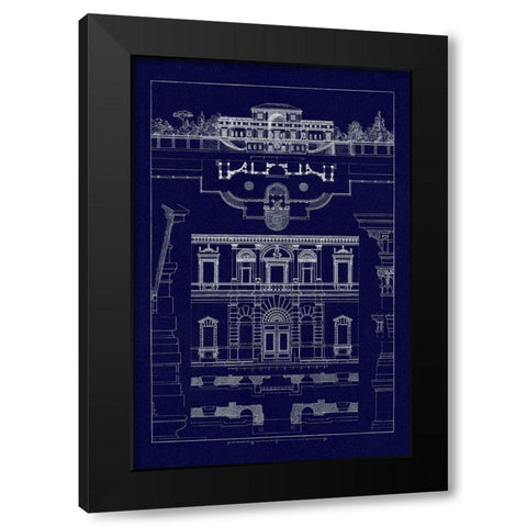 Villa Sacchetti, Villa Papa Giulio at Rome (Blueprint) Black Modern Wood Framed Art Print with Double Matting by Buhlmann, J.
