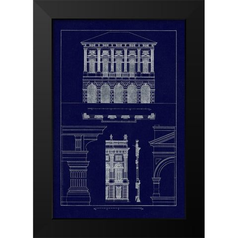 Palazzo Verzi at Verona, Palazzo Madama (Blueprint) Black Modern Wood Framed Art Print by Buhlmann, J.