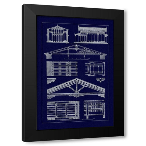 Internal Decoration of Roof (Blueprint) Black Modern Wood Framed Art Print with Double Matting by Buhlmann, J.