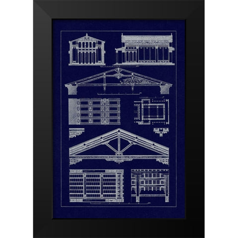 Internal Decoration of Roof (Blueprint) Black Modern Wood Framed Art Print by Buhlmann, J.