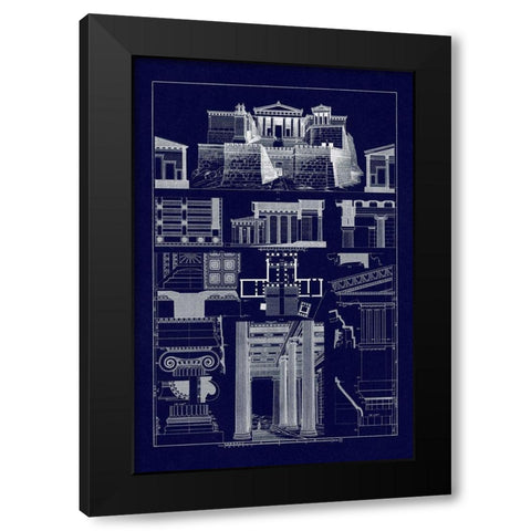The Propylaea of the Acropolis at Athens (Blueprint) Black Modern Wood Framed Art Print with Double Matting by Buhlmann, J.