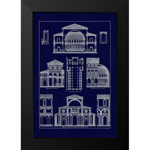 Interior of Basilica (Blueprint) Black Modern Wood Framed Art Print by Buhlmann, J.