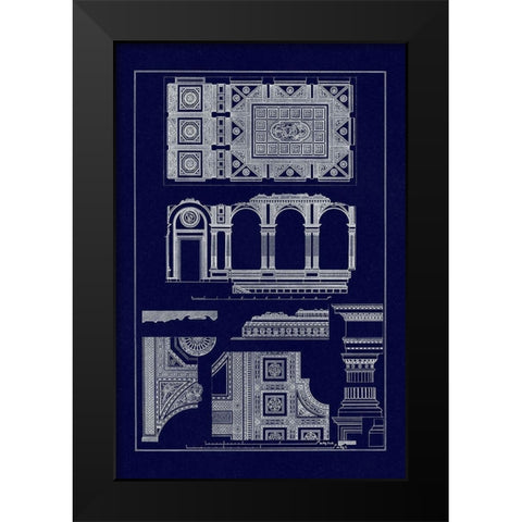 Covered Ceiling, Hotel de Villa (Blueprint) Black Modern Wood Framed Art Print by Buhlmann, J.