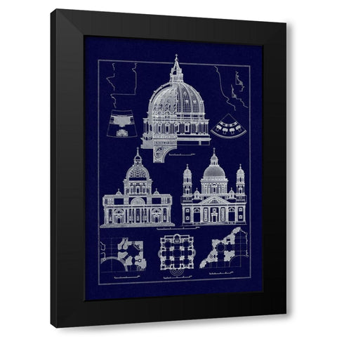 The Domeas Central Crowning Feature of the Renaissance (Blueprint) Black Modern Wood Framed Art Print with Double Matting by Buhlmann, J.