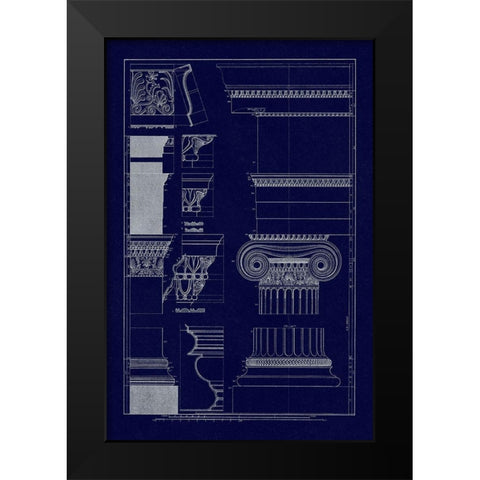 Details from the North Portico of the Erechtheum (Blueprint) Black Modern Wood Framed Art Print by Buhlmann, J.