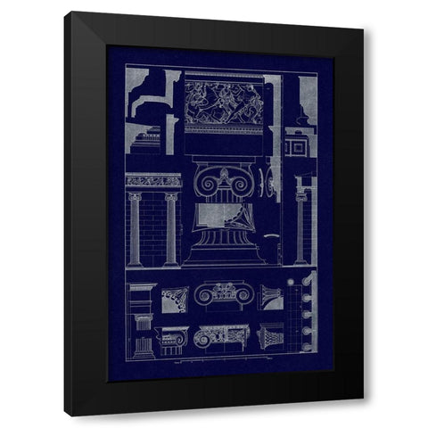 Ionic Capitals (Blueprint) Black Modern Wood Framed Art Print by Buhlmann, J.