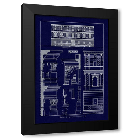Palazzo Giraud at Rome (Blueprint) Black Modern Wood Framed Art Print with Double Matting by Buhlmann, J.