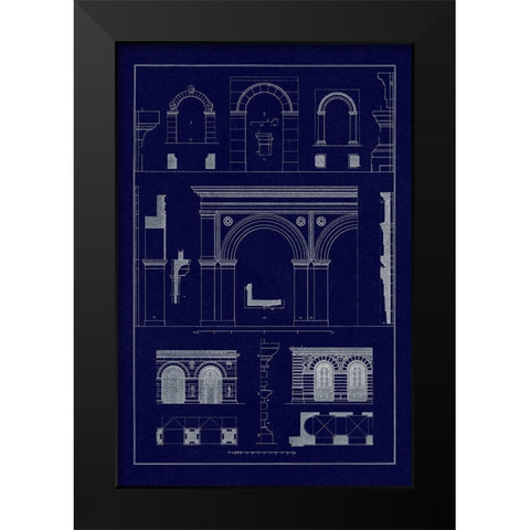 Gateways, Arches and Arcades (Blueprint) Black Modern Wood Framed Art Print by Buhlmann, J.