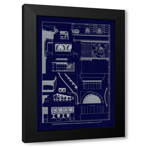 Details of Parthenon at Athens (Blueprint) Black Modern Wood Framed Art Print with Double Matting by Buhlmann, J.