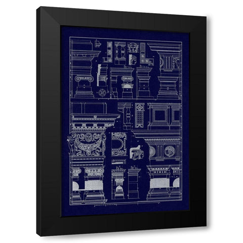 Details of Basilica at Vicenza and Library at Venice (Blueprint) Black Modern Wood Framed Art Print by Buhlmann, J.