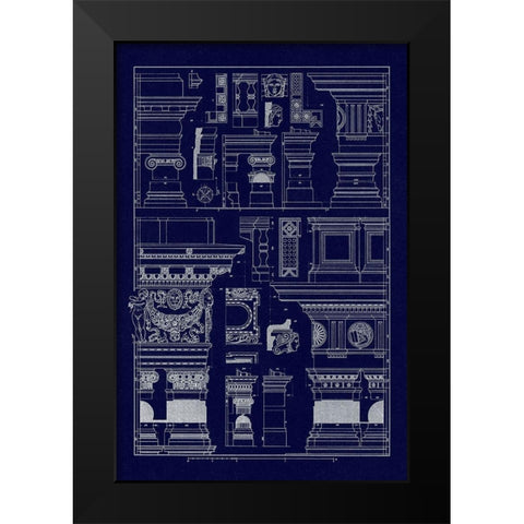 Details of Basilica at Vicenza and Library at Venice (Blueprint) Black Modern Wood Framed Art Print by Buhlmann, J.