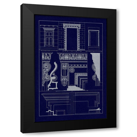 Doorways and Windows (Blueprint) Black Modern Wood Framed Art Print with Double Matting by Buhlmann, J.