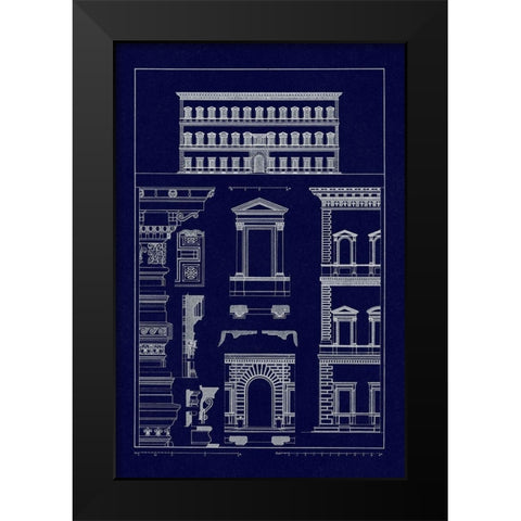 Palazzo Vendramin - Calergi at Venice (Blueprint) Black Modern Wood Framed Art Print by Buhlmann, J.