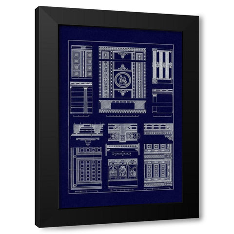Ceilings with Visible Course of Beams (Blueprint) Black Modern Wood Framed Art Print by Buhlmann, J.