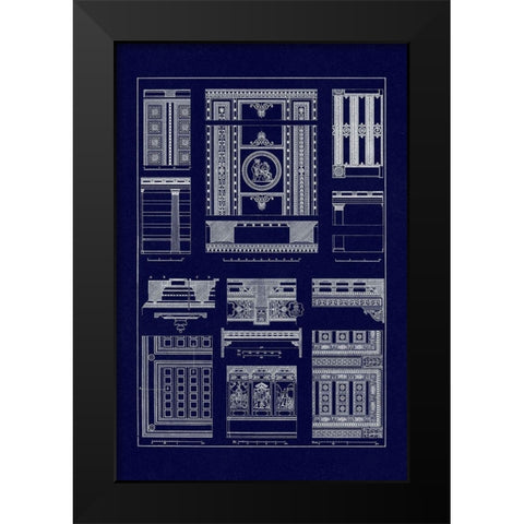 Ceilings with Visible Course of Beams (Blueprint) Black Modern Wood Framed Art Print by Buhlmann, J.