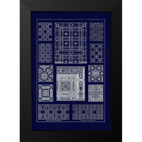 Ceilings with Bays and Mouldings (Blueprint) Black Modern Wood Framed Art Print by Buhlmann, J.