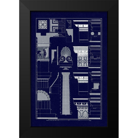 Details of Parthenon, Polychrome (Blueprint) Black Modern Wood Framed Art Print by Buhlmann, J.