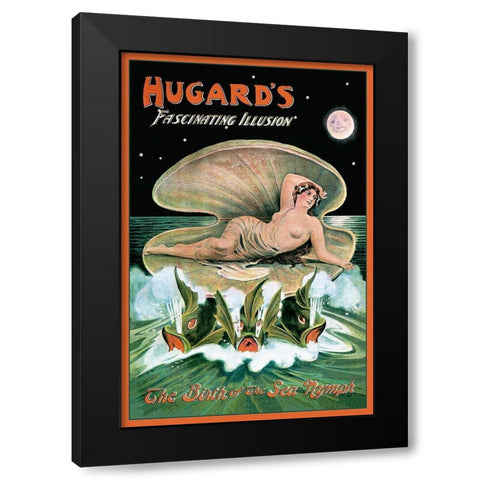 Magicians: Hugards Fascinating Illusion: The Birth of the Sea Nymph Black Modern Wood Framed Art Print with Double Matting by Printing, Day
