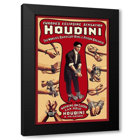Magicians: Houdini: The Worlds Handcuff King and Prison Breaker Black Modern Wood Framed Art Print by Russel and Morgan