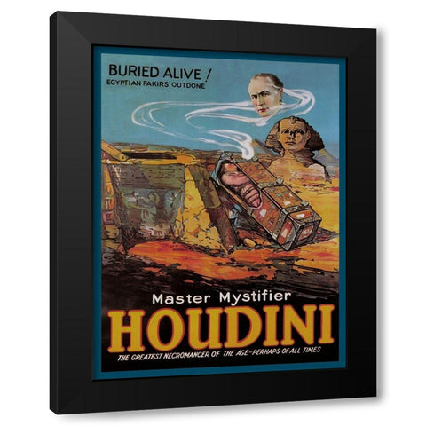 Magicians: Literary Digest: Houdini Buried Alive Black Modern Wood Framed Art Print with Double Matting by Unknown