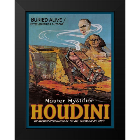 Magicians: Literary Digest: Houdini Buried Alive Black Modern Wood Framed Art Print by Unknown