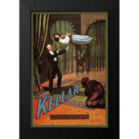 Magicians: Kellar: Levitation Black Modern Wood Framed Art Print by Unknown