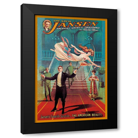 Magicians: Jansens Favorite Surprise: The American Beauty Black Modern Wood Framed Art Print by American Show Printing