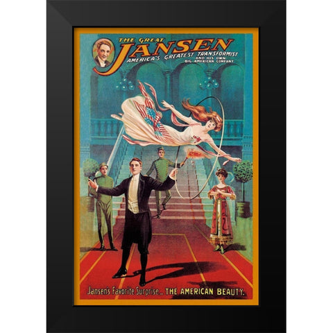 Magicians: Jansens Favorite Surprise: The American Beauty Black Modern Wood Framed Art Print by American Show Printing